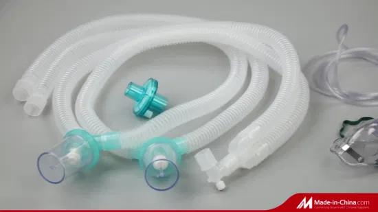 Approvisionnement hospitalier de haute qualité Ventilateur d'anesthésie médicale jetable populaire Circuits respiratoires ondulés avec pièges à eau Approuvé par la FDA ISO